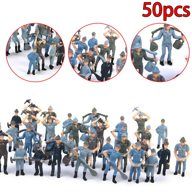 50 Painted Mixed Model Worker People Figures Train Railway Layout 1:42 Scale
